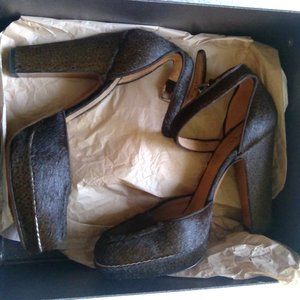 Never worn Alaia calf hair platform heels, size 8